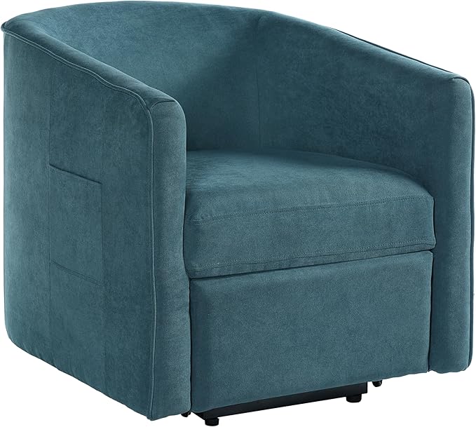 Power Lift Recliner Chair for Seniors Barrel Shape Recliner Chair with Footrest and Side Pocket Curved Armrests Lift Assist Lounge Chair Electric Lift Chair for Living Room (Blue12)