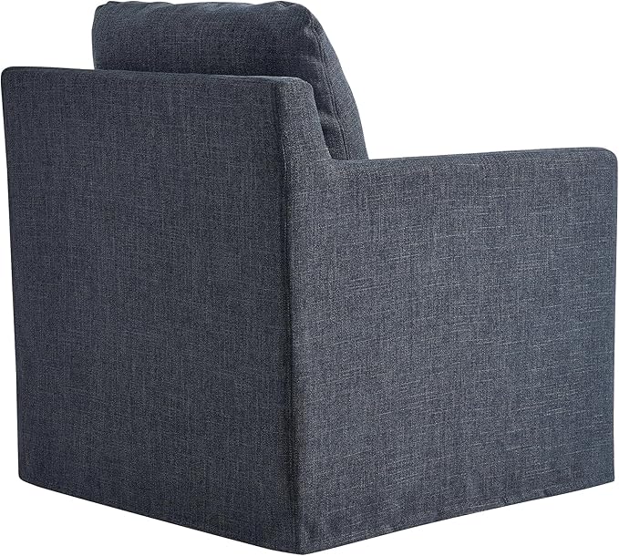 Modway Serene Swivel Accent Armchair in Slate Blue - Modern Fabric Upholstered Chair - Slipcovered Armchair - Swivel Chair for Living Room or Bedroom