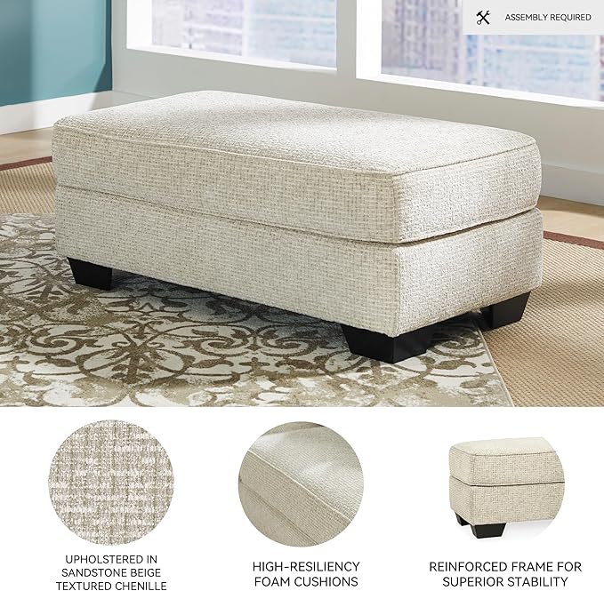 Signature Design by Ashley Monaghan Classic Upholstered Ottoman Beige