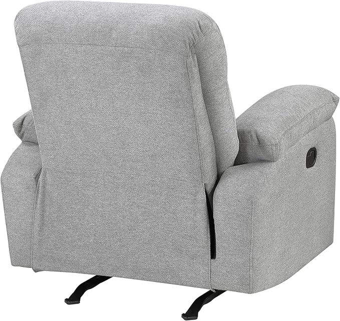 Lexicon Manual Rocker Recliner Chair for Living Room Chenille Fabric Upholstered Rocking Reclining Chair Home Theater Seating Easy Assembly Recliner Gray