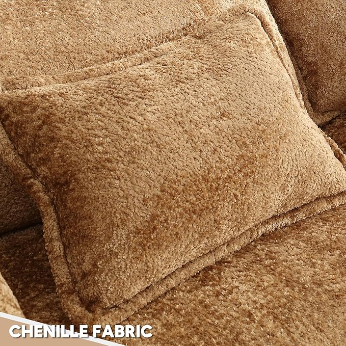 L Shaped Sectional Sofa Cloud Couch for Living Room 112 Chenille Comfy Boucle Modular Sleeper Sofa Modern Upholstery Sofas with Ottoman &amp Memory Foam Brown