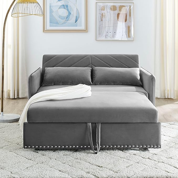Goohome 2 in 1 Convertible Sofa Pull BedRecliner Futon Sofá Chair Loveseat Sleeper for Living RoomSmall Apartment C-Grey a