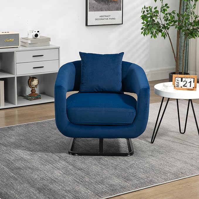 House Hold Upholstered Tufted Living Room Chair Textured Velvet Fabric Accent Chair with Metal Stand
