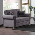 Sweet Home Stores 61 Loveseat with Storage Firm Fabric 2 Seater Convertible Small Sleeper Couch Bed for Living Room or Home Office Gray