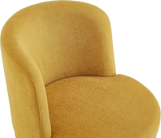 Christopher Knight Home Mirin Upholstered 360° Swivel Accent Chair Chenille Fabric Swivel Barrel Chair Modern Vanity Chair for Living Room Bedroom Yellow+Brown