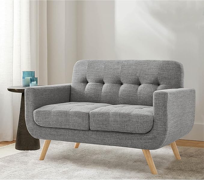 Rosevera Elena Contemporary Accent Armchair with Linen Upholstery Living Room Furniture Gray