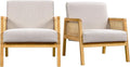 Topeakmart Accent Chair Armchair with Rattan Sides Modern Barrel Chairs for Living Room Bedroom Set of 2 Beige