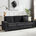 Modern Black Fabric Sofa Compressed 3-Seater Couch for Living Room Bedroom Office Versatile Furniture