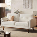 GarveeHome 65 in Loveseat Sofa Mid Century Modern Couch Comfy Love Seat Couches for Living Room 2 Seater Deep Seat Couch Linen Upholstered Couches for Bedroom Office Small Space Beige