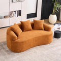 65 Curved Loveseat Sectional Sofa for Living Room Modern Plush Chenille Cloud Round Deep Seat Compressed Boneless Couch with 3 Throw Pillows for Small Apartment No Assembly Needed Orange