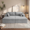 71-Inch Fluffy Corduroy Boneless Sleeper Daybed Loveseat Double Recliner Chaise Lounge Sofa Couches Floor Cloud Sofa Chaise W/4 Pillows for Home Apartment Living Room