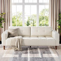 GarveeHome 3-Seater Sofa Couch 83 in Wide Faux Leather Sofa Couch with Spring Cushion Modern Sofa with Deep Seats and 2 Removable Back Cushions for Living Room Bedroom Apartment Office Beige