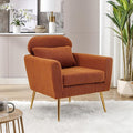29.5 W Modern Boucle Accent Chair Armchair Upholstered Reading Chair Single Sofa Leisure Club Chair with Gold Metal Leg and Throw Pillow for Living Room Bedroom Dorm Room Office Caramel Boucle