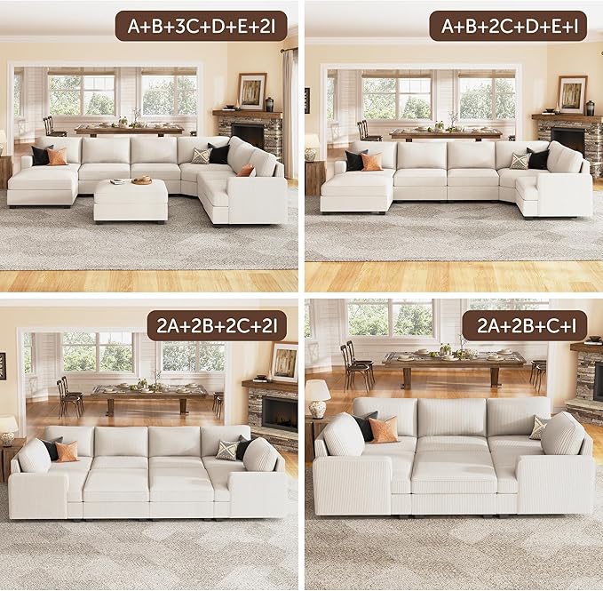 Nolany Right Armrest for Modular Sectional Couch Customizable Right Armrest for Sectional Sofa Beige