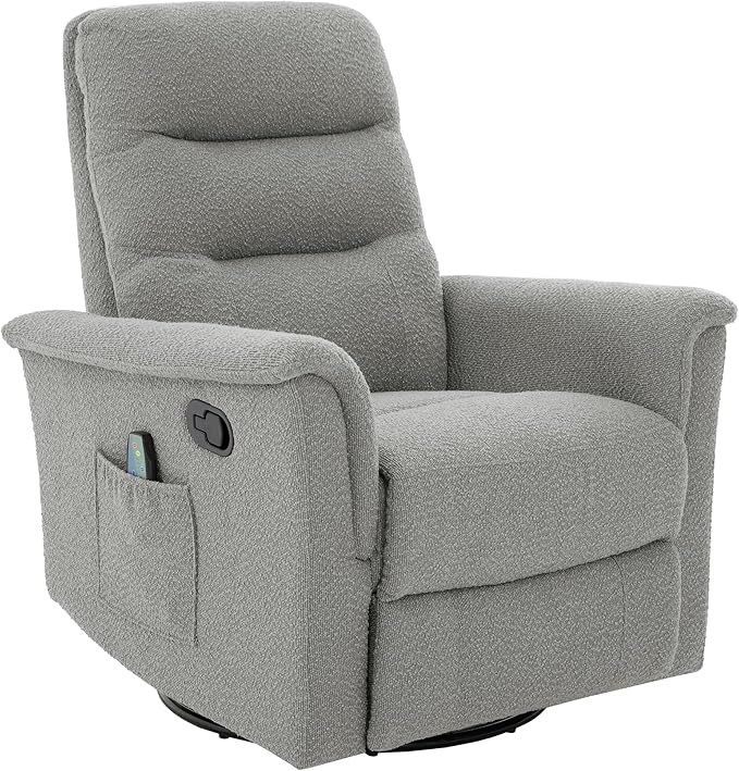Manual Recliner Chair with Two Adjustable Positions Rocking and Swivel Recliner Rocking Recliner Massage Recliner with 8-Point Massage Function and Adjustable Backrest for Living Room (Grey15)