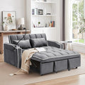 TTK 3-in-1 Convertible Velvet Sleeper Sofa Bed Pull-Out Loveseat with Adjustable Backrest USB Port &amp 2 Pillows Swivel Phone Stand &amp Storage Pockets Modern Futon Couch for Living Room Gray