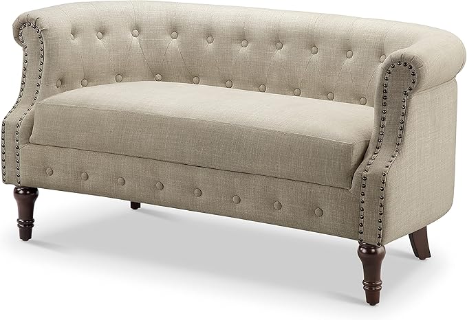Rosevera C18-1 (1-B) Garner Chesterfield Settee Loveseat Beige