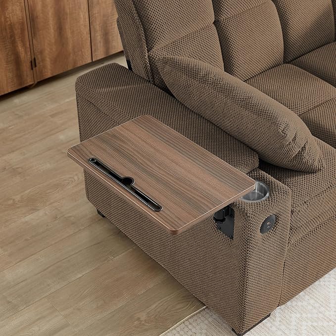Eafurn Convertible Sleeper Sofa Bed with 360° Swivel Table &amp USB Ports Tufted Chenille Loveseat Pull-Out Couch with Storage Armrest &amp Cup Holders 6-Level Adjustable Backrest