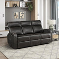 Lexicon Manual Reclining Sofa Faux Leather Recliner Sofa Wall Hugger Track Arms Magazine Pockets Manual Dual Recliners Couch for Living Room/Office/Apartment Easy Assembly Espresso