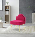 Modern Upholstered Pleated Velvet Accent Chair Tufted Dining Office Chairs Armless Slipper Chair Mid-Century Side Chair Single Luxury Sofa Chair with Golden Legs for Living Room Small SpaceFuchsia