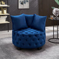 Velvet Accent Lounge Chair - 31.25''W Upholstered Button Tufted Velvet Barrel Chair with 3 Pillows with Button Tufted Modern Round Club Chair Reading Sofa Chair (Navy Blue)