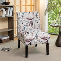 Roundhill Furniture Capa Print Fabric Armless Contemporary Accent Chair Purple Floral