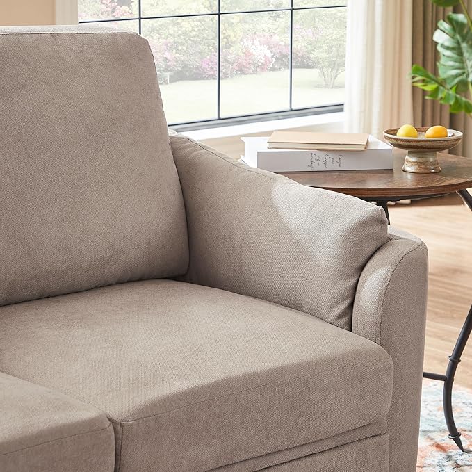 Small Loveseat Sofa60 Modern Love Seat Couch with Back Cushions and Wood Legs 2 Seater Mid Century Couches for Living Room Bedroom Small Spaces(Beige)