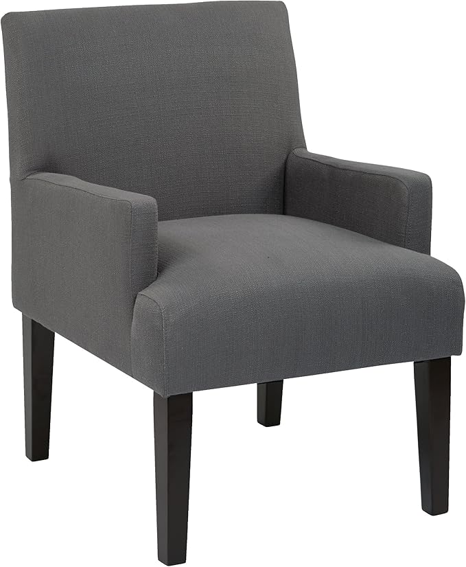 OSP Home Furnishings Main Street Upholstered Guest Chair with Espresso Finish Accents Woven Charcoal Fabric