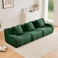 Boneless Cloud Couch Modular Sectional Sofa 115.3 Comfy Teddy Fabric 3 Seater Sofa Deep Seat Sectional Couches for Living Room Modern Small Couches for Small Space No Assembly Couch Green