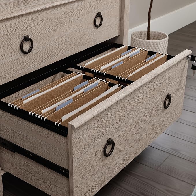 2 Drawer Small File Cabinet with Lock Lateral Engineered Wood Filing Cabinets for Home Office Under Desk Locking Storage Cabinet Organizer with DrawersBrown