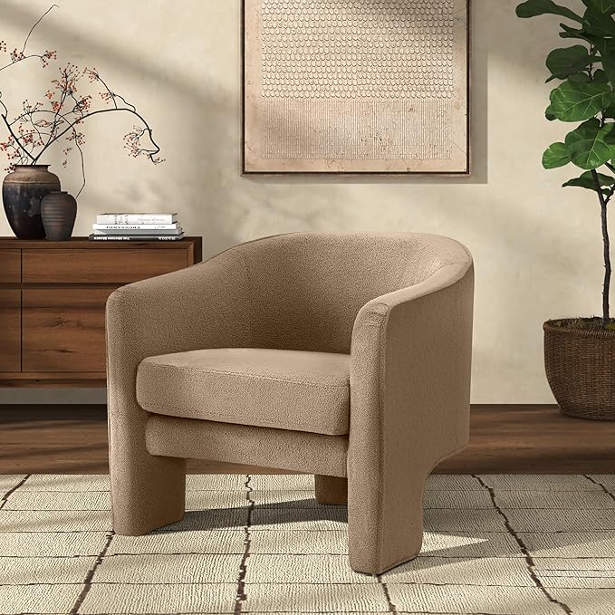 SAFAVIEH Couture Collection Londyn Brown Faux Shearling Accent Chair (Fully Assembled)