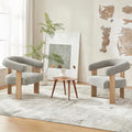 VKNOW Accent Chair Living Room Chairs Set of 2 Modern Upholstered Arm Chair with Solid Wood Legs Comfy Barrel Accent Chairs for Living Room Bedroom Grey