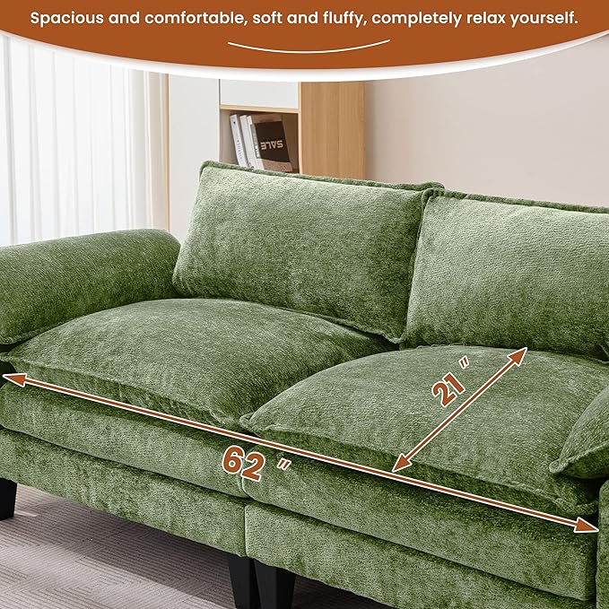 83 Loveseat SofaCloud Couch for Living RoomComfy Love Seat with Double Cushion2 PillowsRemovable Cover for Bedroom Apartment and Office
