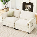 71.9 Loveseat Modular Sectional Sofa Chenille Cloud Couch with Armrest Pillows Modern 2 Seater Deep Seat Couches with Side Pocket for Living Room Bedroom and Apartment Beige