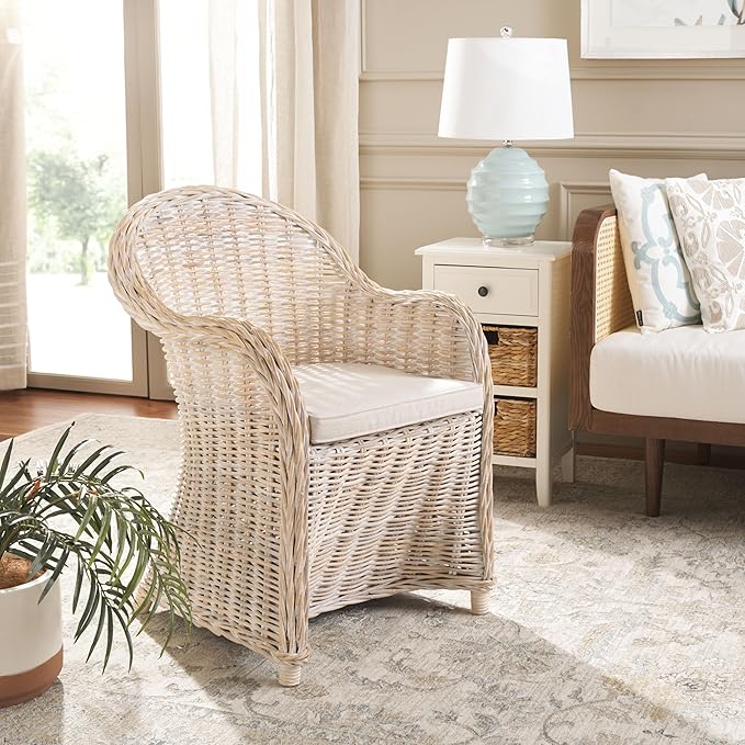 SAFAVIEH Home Collection Callista Yellow Wicker Club Chair