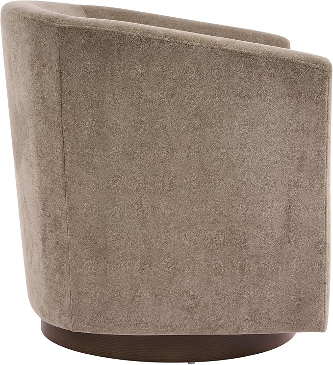 Christopher Knight Home Coles 360° Velvet Swivel Accent Chair Living Room Barrel Swivel Chair with Iron Frame Wooden Velvet Club Chair with Rotation No Assembly Required Light Brown+Walnut