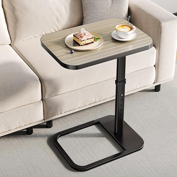 Adjustable Height TV Tray Table with Bumper Rounded Corner Design &amp Flip-top Side Table for Bedroom Living Room Bathroom and Study End Table for Eating Dinner or Laptop Gray
