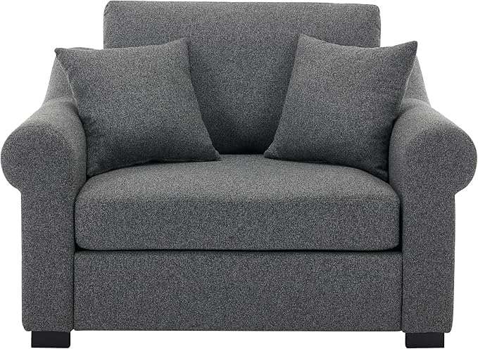 Modern Chenille Oversized Armchair 44.5 Wide Accent Chair Luxurious Chenille Fabric Single Sofa Chair with Pillows and Wide Armrests Living Room Apartment Offices (Grey-44.5'')