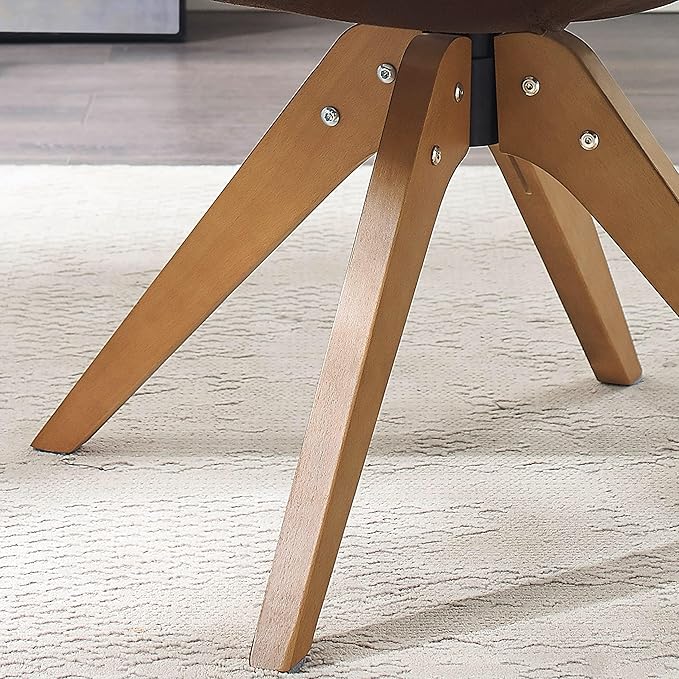 Art Leon Mid Century Modern Swivel Accent Chair with Beech Wood Legs Desk Chair No Wheels Armchair for Desk Suede