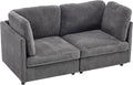 Modern Loveseat Sofa 68.5 inches Living Room Couch Dark Gray Chenille Fabric 350 lbs Weight Capacity