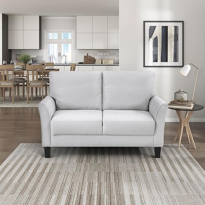 Lexicon Loveseat Living Room Sofa Couch Love Seat Couches Textured Fabric Upholstered Love Seat Sofa for Bedroom/Waiting Room/Office/Apartment 56 Loveseat Grey