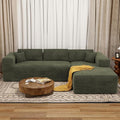 108 Cloud Sectional Couch with L-Shape ChaiseModern Corduroy Boneless Sofa with Deep SeatWide Armrest High Rebound Living Room Sectional CouchNo Assembly Required(Right ChaiseGreen)