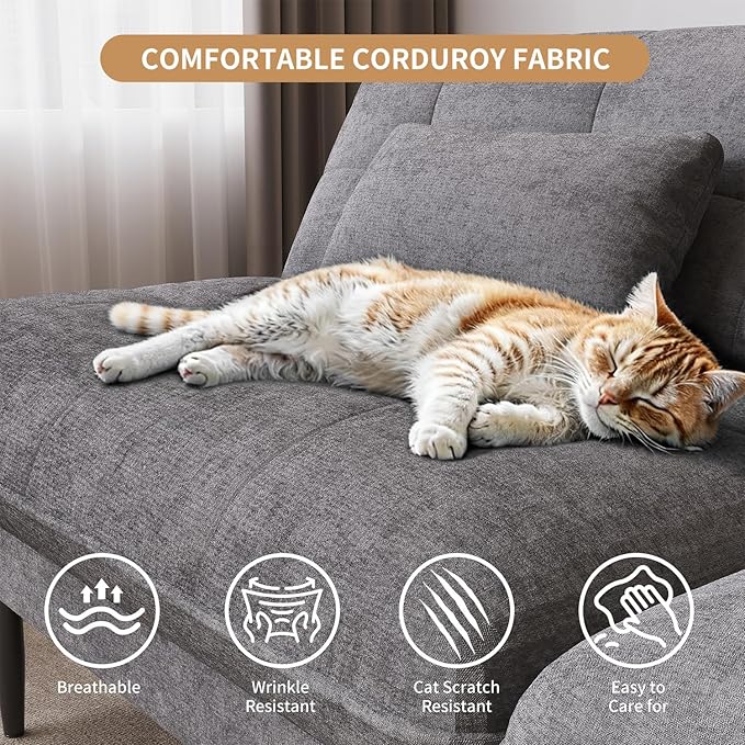 Single Supplementary Unit of The Convertible Module can be Matched with 70 inch Convertible Futon Sofa Bed Used for DIY a Larger Sofa. Grey