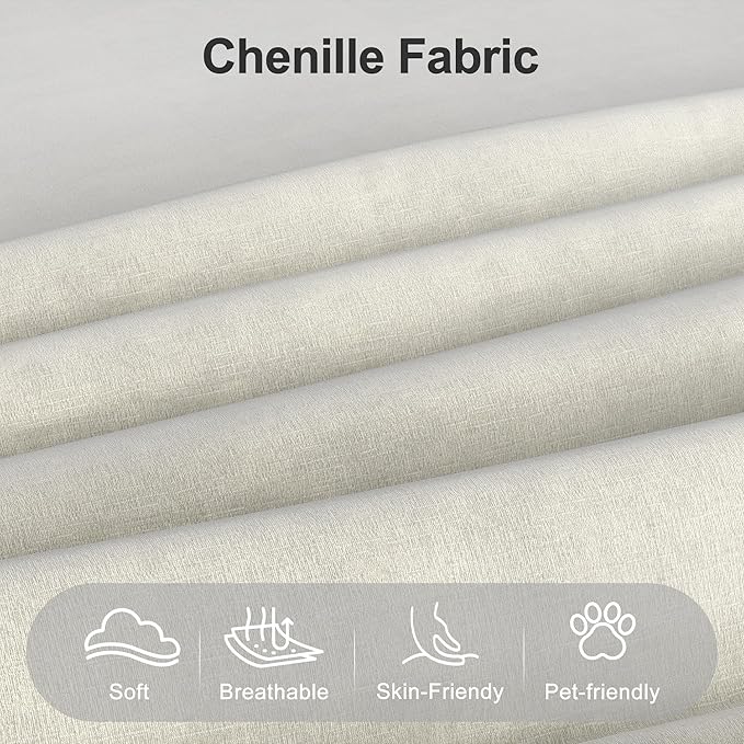 Accent Chair for Living Room Oversized 39.5 Chenille Fabric Armchair Mid Century Modern Single Sofa Chair Comfy Reading Chair for Bedroom Apartment Waiting Room (White 2 Pack)