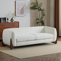 Merax 82 Inch Boucle Sherpa Sofa Chenille Loveseat with Removable Cushions &amp Wood Legs Modern Plush 3-Seater Couch for Living Room Beige