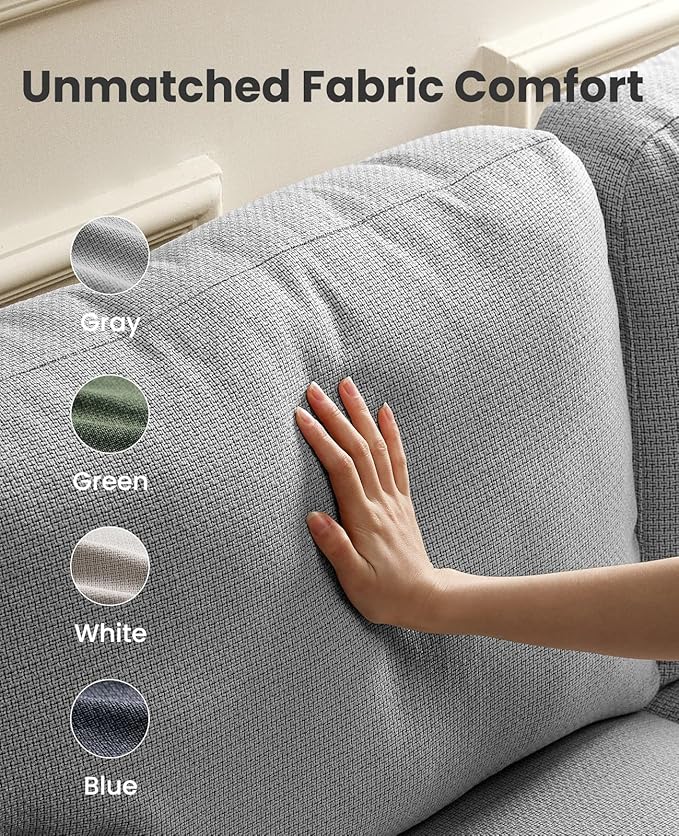 Amada 65 Loveseat Sofa 2 Seater Couch Sofa for Living Room Modern Sofa with Wide Armrests &amp Deep Seats Comfy Couch with Removable Washable Covers &amp Linen Fabric Easy Assembly (Grey 2 Sea