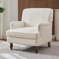 Merax Modern Mid Century Upholstered Living Room Sofa Chair Cozy Fabric Accent Armchair with Sturdy Legs Easy Assemble Cream