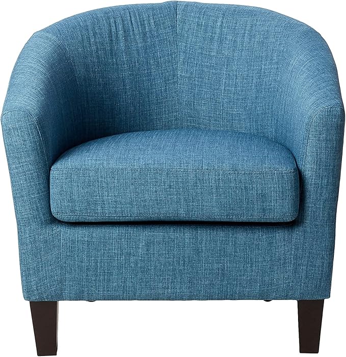 OSP Home Furnishings Ethan Tub Accent Chair with Dark Espresso Wood Legs Blue Denim Fabric