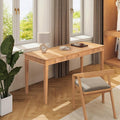Modern Farmhouse 1-Drawer Fluted Home Office Writing Desk Natural Blonde Solid Rubberwood &amp Rubberwood Veneer