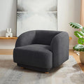 VANOMi Oversized Living Room Chair Modern Comfy Accent Barrel Chairs Single Sofa Chair with Wood Legs Upholstered Armchair for Bedroom Office Waiting Room (Dark Gray)